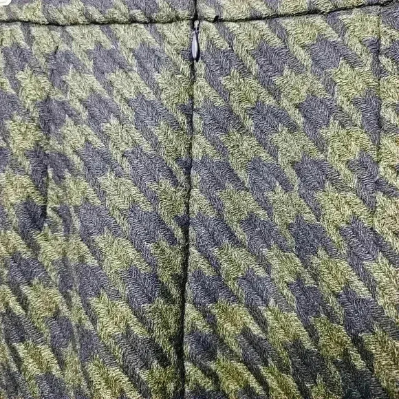 Tommy Hilfiger Navy Blue Grey Wool Blend Houndstooth Lined Skirt Size 12 - Picture 6 of 9